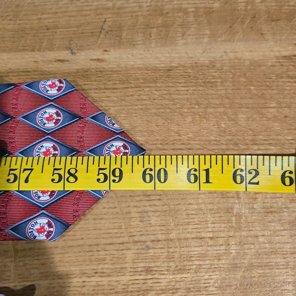 MLB Boston Red Sox Mens Silk Tie BoSox Red Grey Diamond Logo Necktie Fenway Park